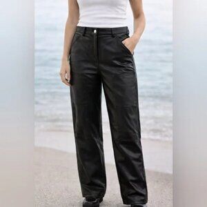 Wilfred free size 4 Black Faux Leather cargo utility Pants straight leg